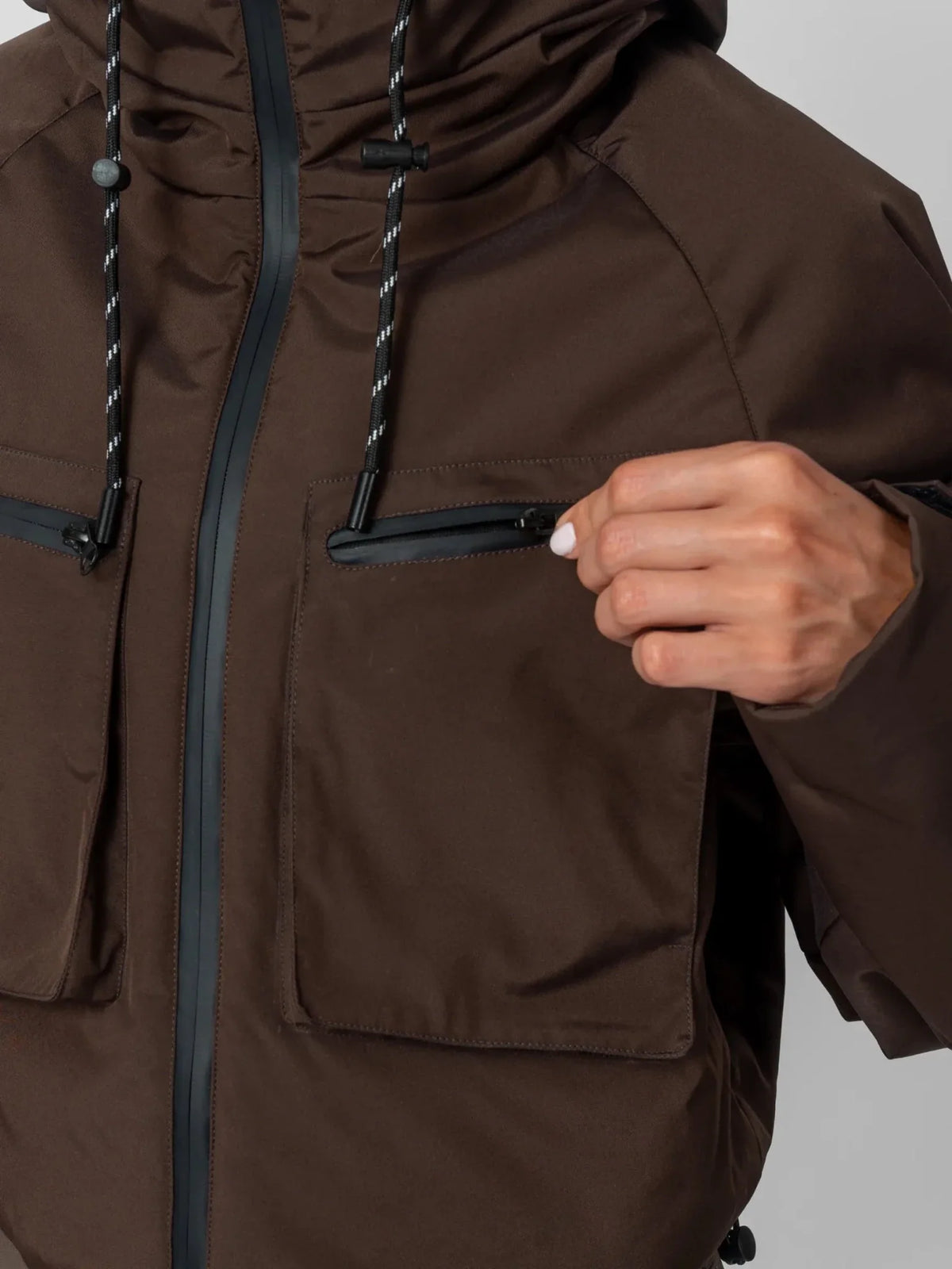 Avril Cropped Hooded Rain Jacket – Mocha Brown