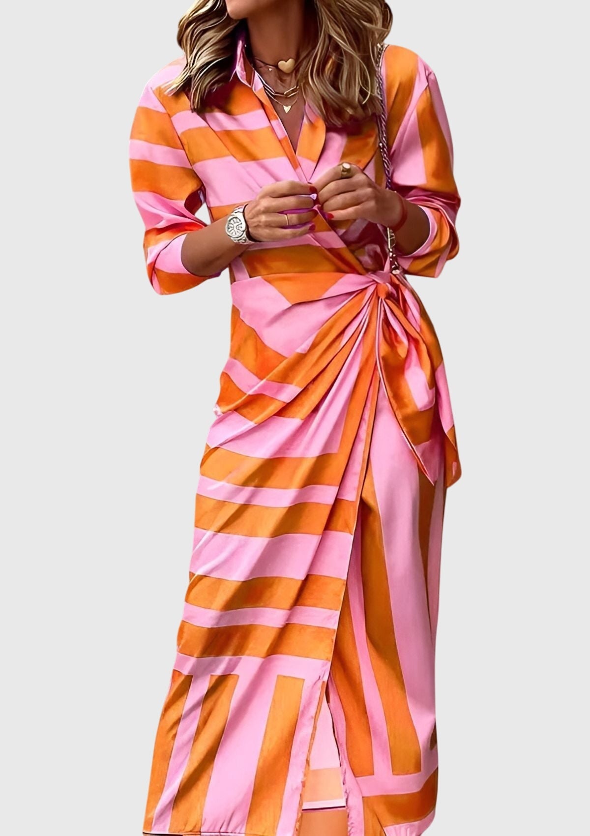 Dorvelli | Women's Midi Dress – Elegant Wrap Print