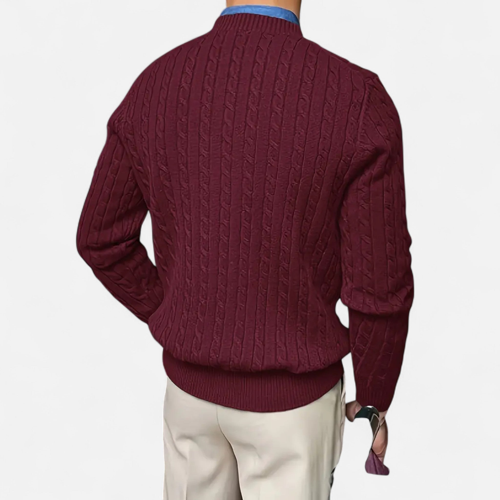 Dorvelli | Men’s Round Neck Twisted Rope Knit Sweater – Classic Cable Jumper