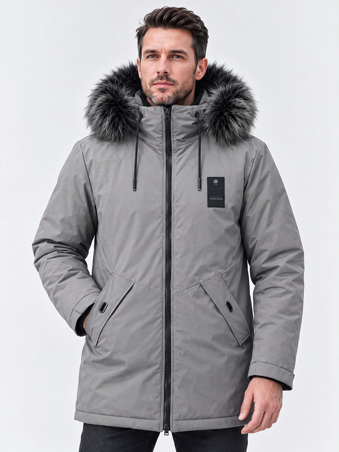 Bastian Hooded Padded Parka – Detachable Plush Hood Mid-Length Multi-Pocket