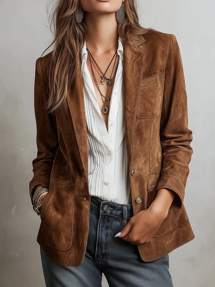 Bramwell Contrast Stitch Retro Jacket - Brown