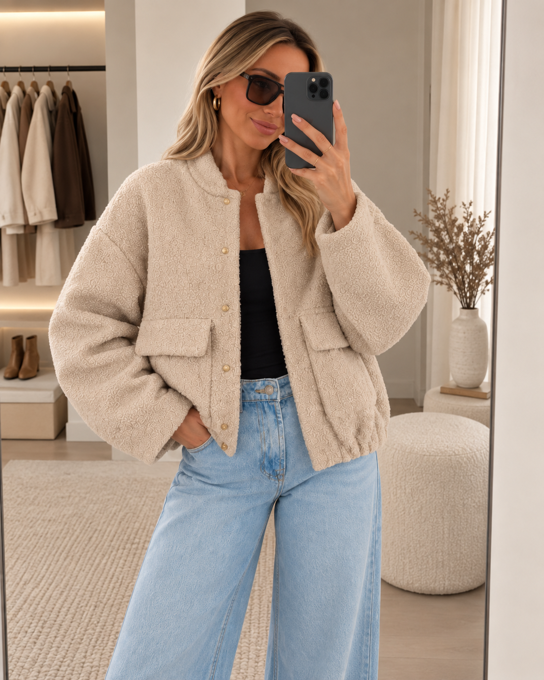 Brielle Textured Bomber Jacket