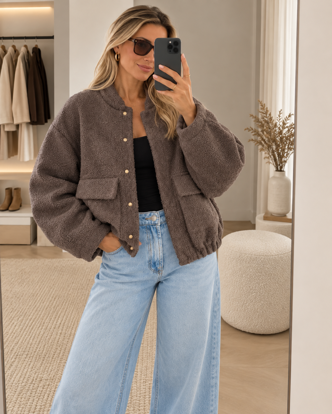 Brielle Textured Bomber Jacket