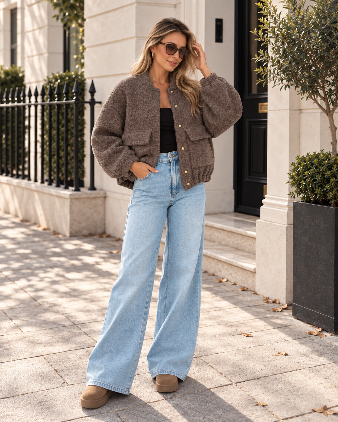 Brielle Textured Bomber Jacket
