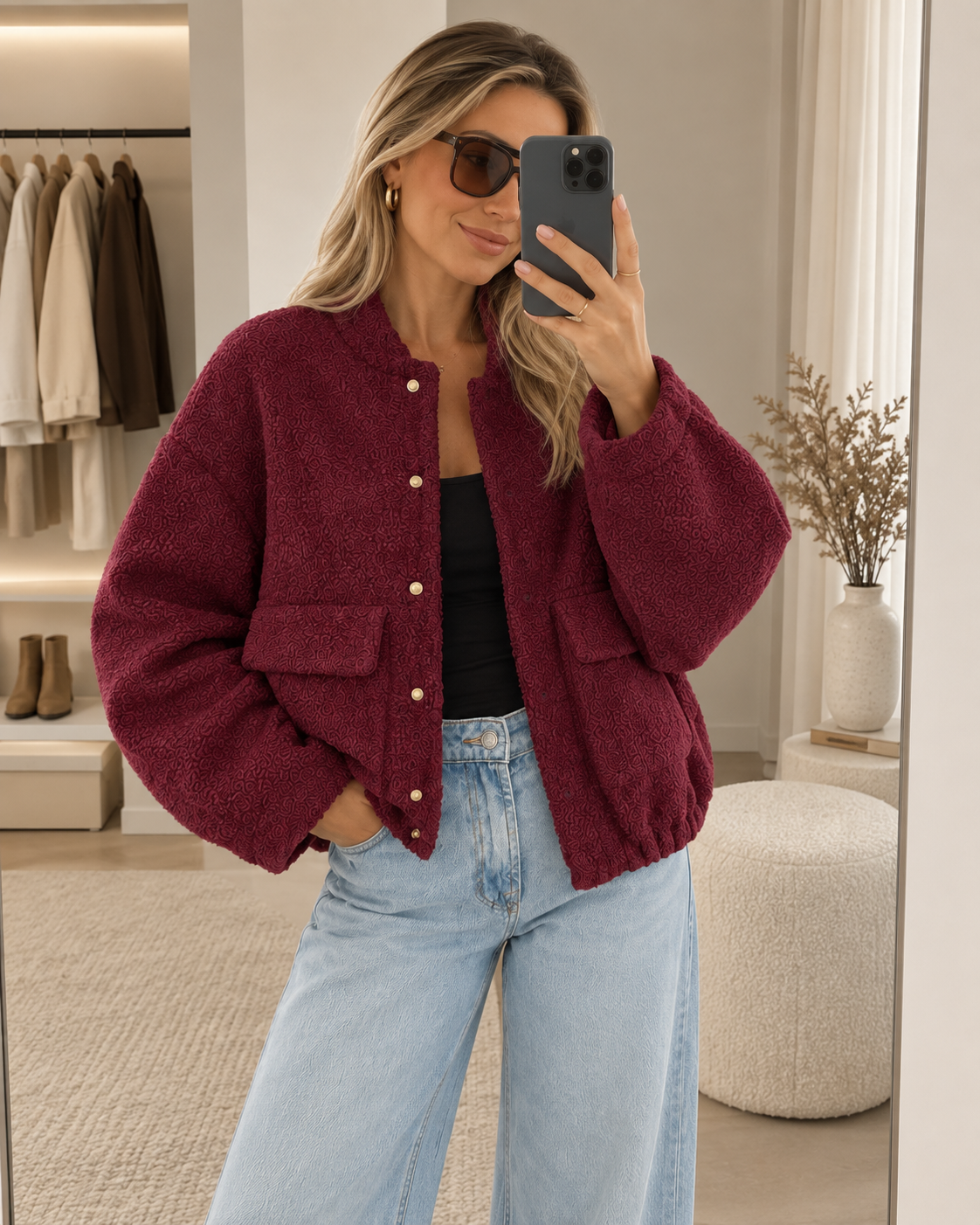 Brielle Textured Bomber Jacket
