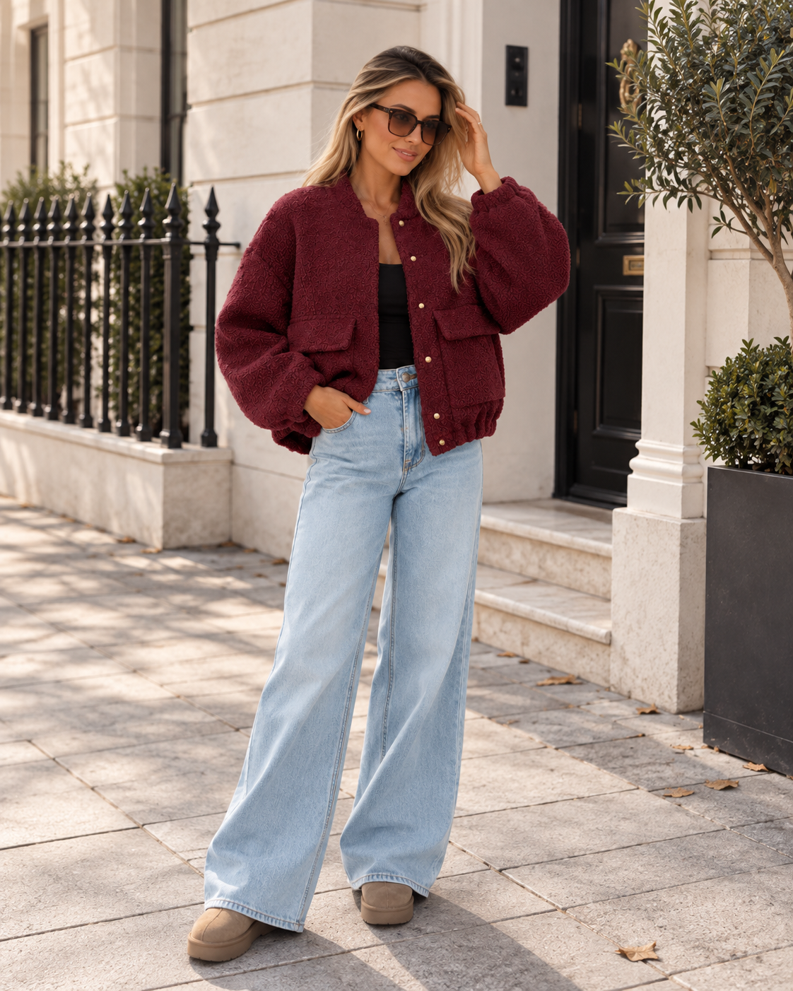 Brielle Textured Bomber Jacket