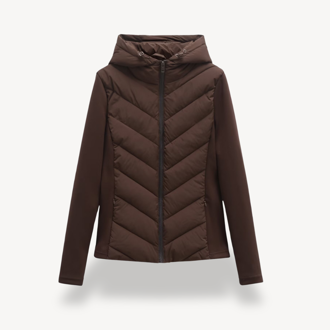 Dorvelli | Women's Quilted Jacket – Chevron Hooded Zip