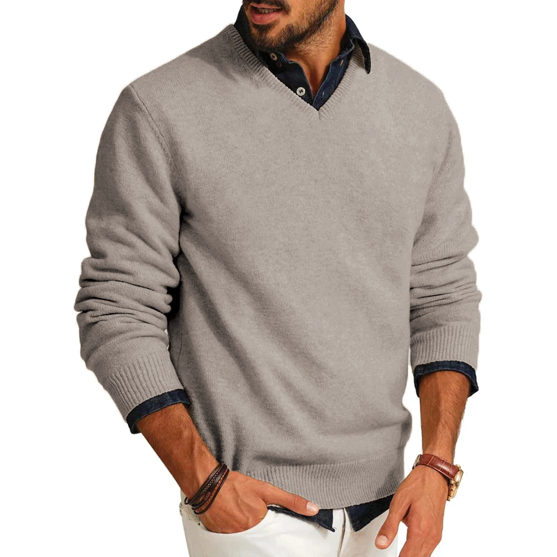 Calloway Textured V-Neck Jumper – Men's Slim Fit Knit Pullover Sweater