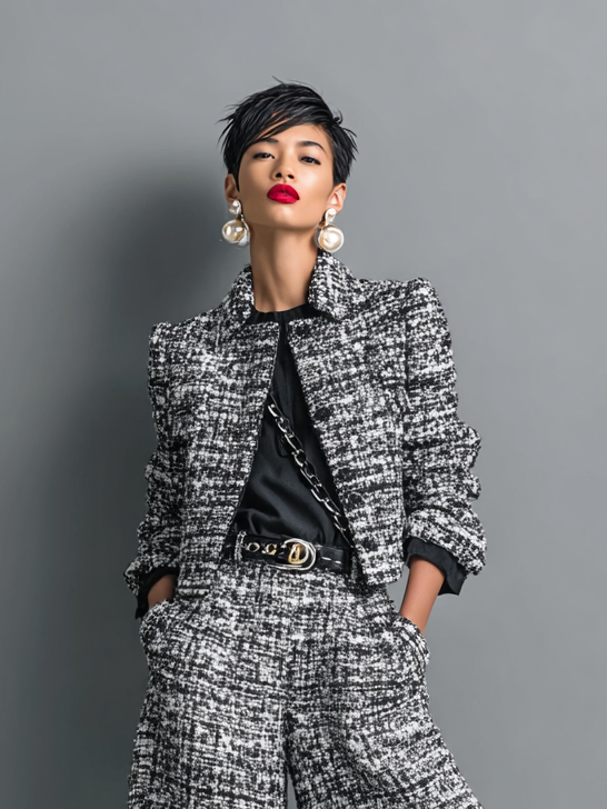 Camille Textured Blazer and Wide-Leg Trousers Set – Lapel Collar Long Sleeve Co-ord