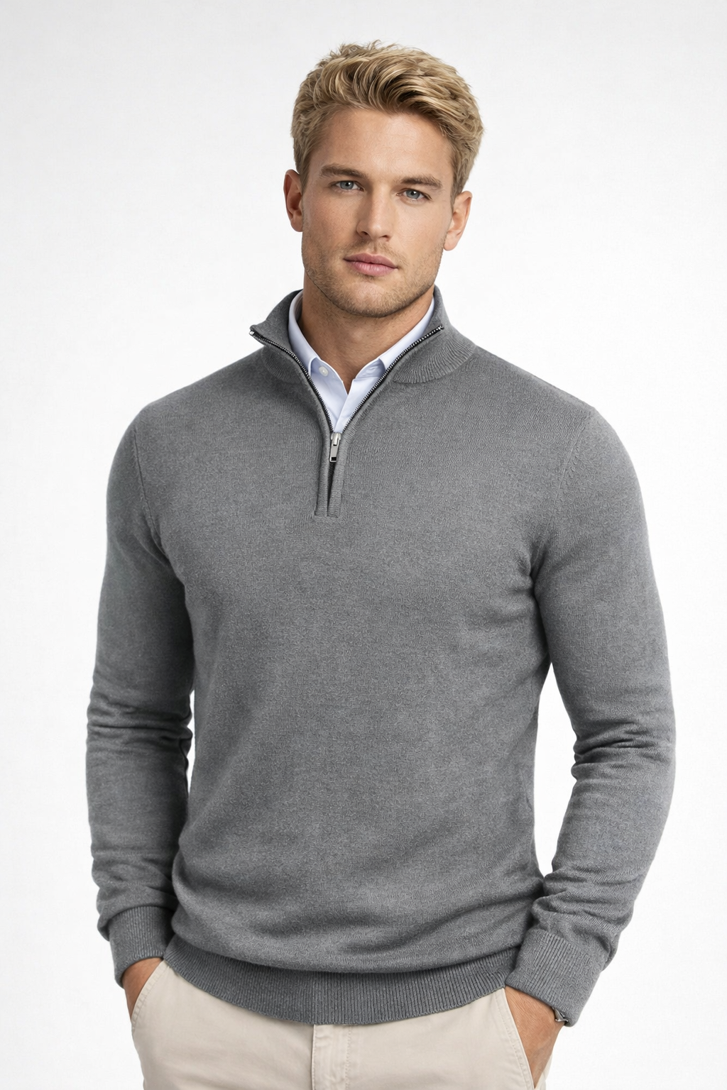 Caspian Half-Zip Funnel Neck Jumper – Men's Fine Knit Pullover Sweater