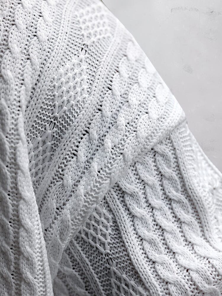 Cassian Cable Knit Shirt and Shorts Set White