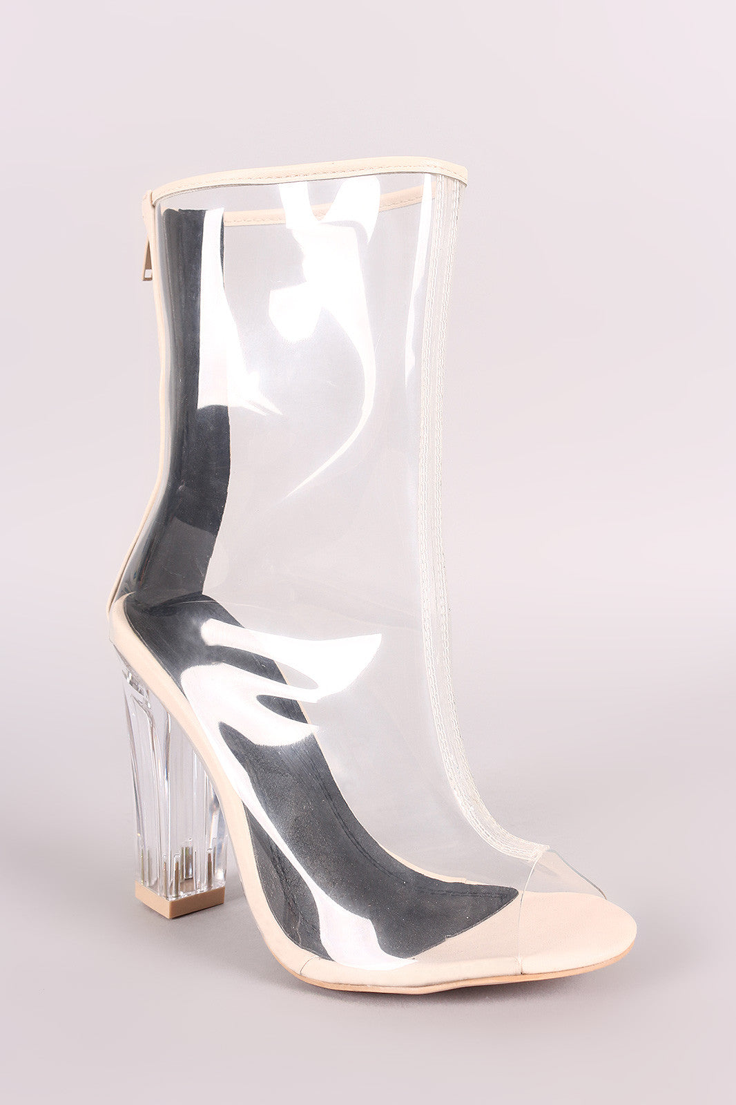 Clarisse Clear Block Heel Ankle Boots