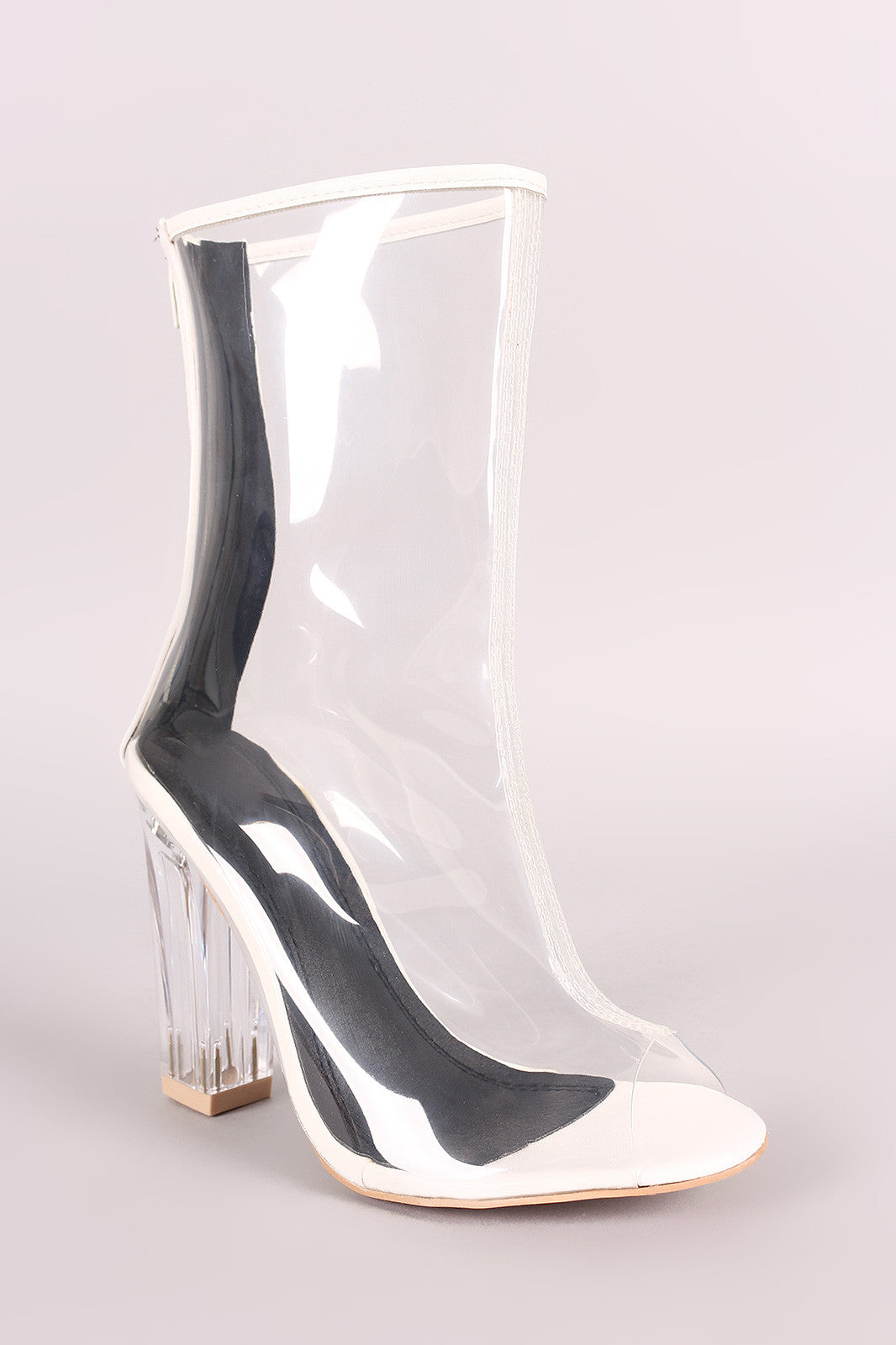 Clarisse Clear Block Heel Ankle Boots