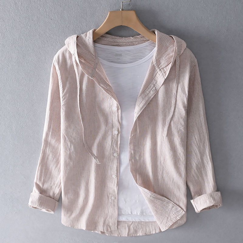 Clemence Hooded Button-Up Shirt – Apricot