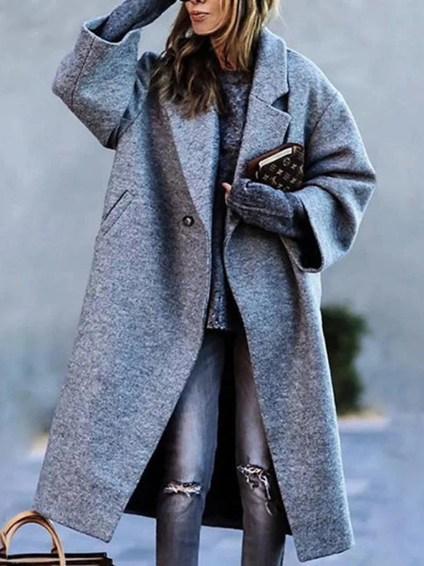 Colette Longline Double-Breasted Coat – Regular Fit Long Sleeves Buttoned Front | Dorvelli