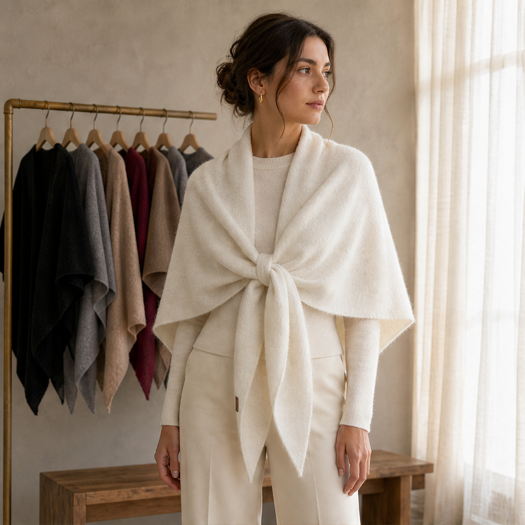 Cordelia Triangle Wrap Shawl – Tie-Front Knitted Scarf