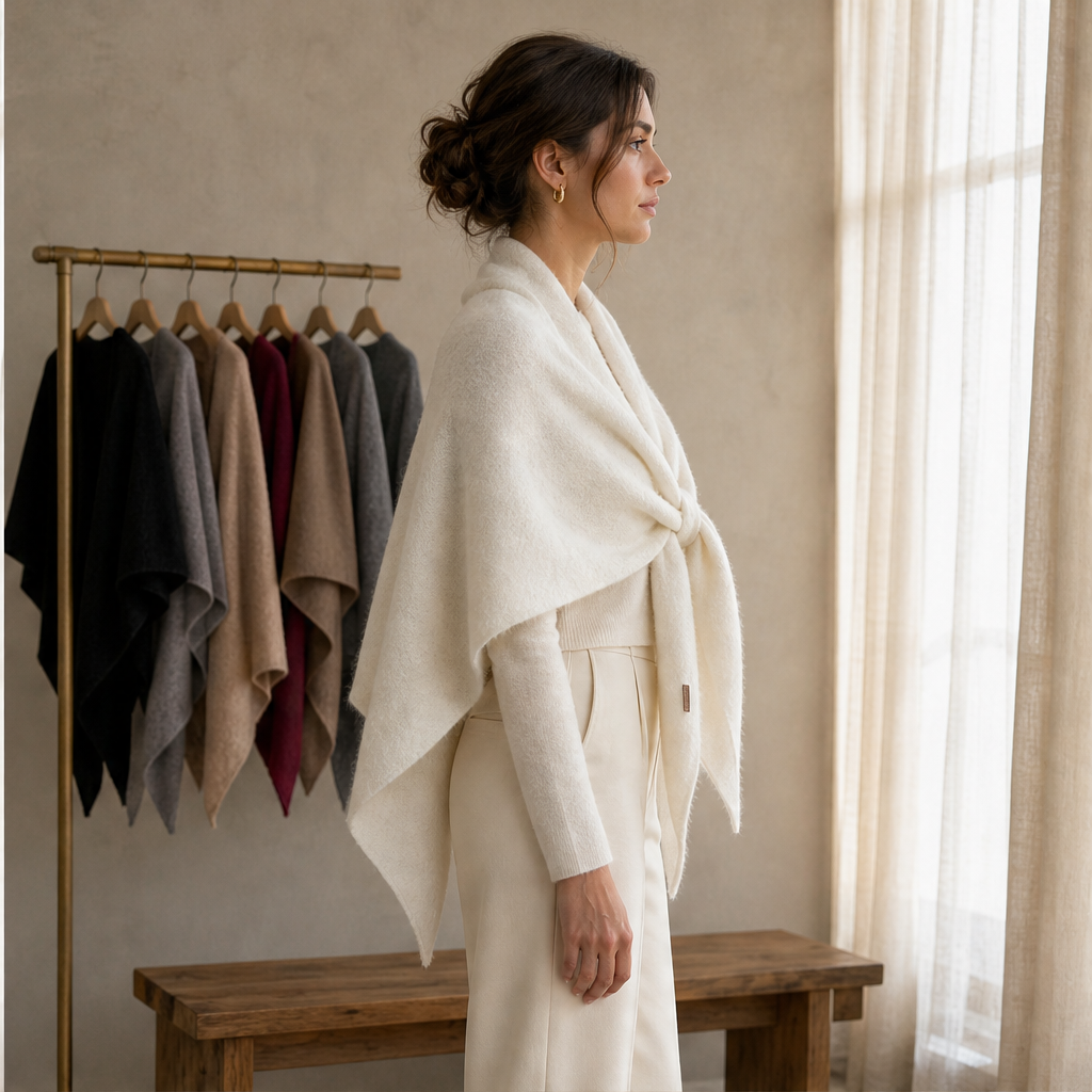 Cordelia Triangle Wrap Shawl – Tie-Front Knitted Scarf