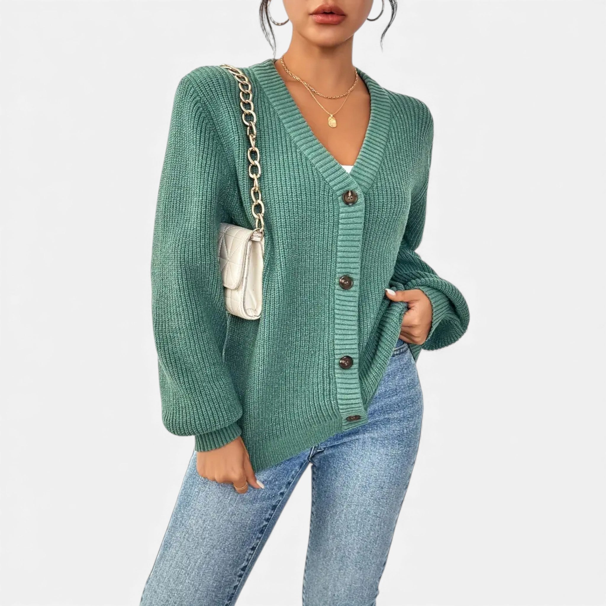 Dorvelli | Women’s Knitted Cardigan Sweater – Elegant Front-Button Design