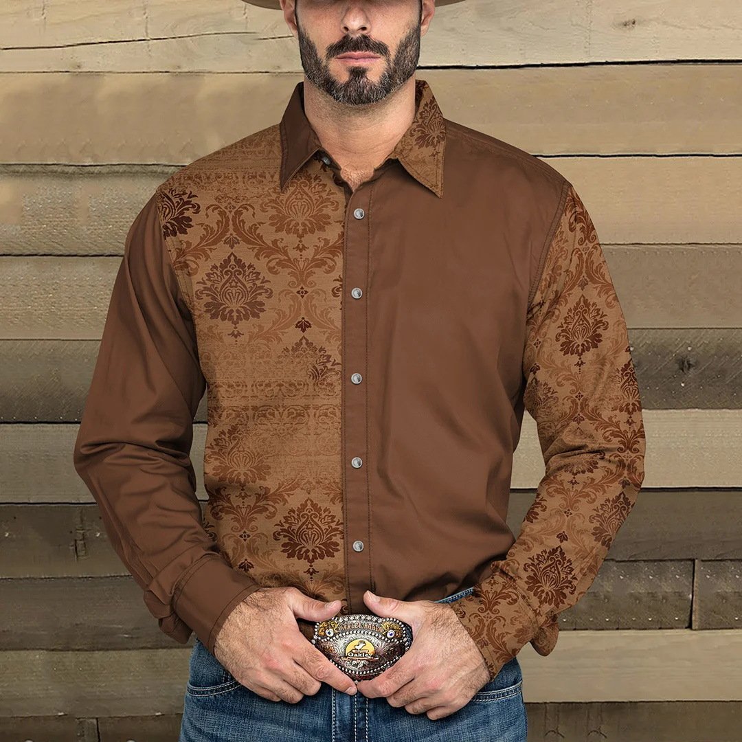 Dalton Western Print Shirt – Brown