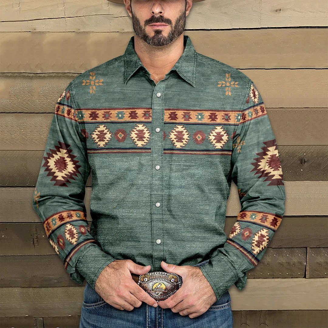 Dalton Western Print Shirt – Green