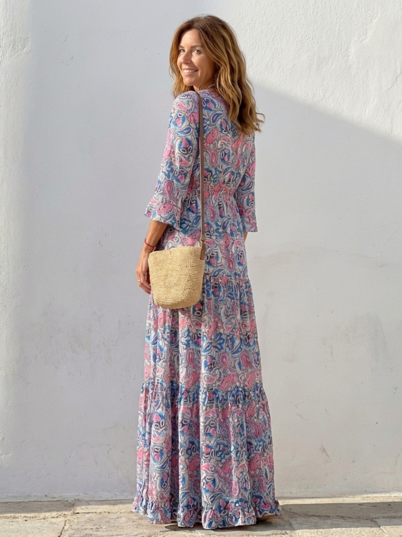 Dorvelli | Women's Maxi Dress – Long Sleeve Neck Bohemian