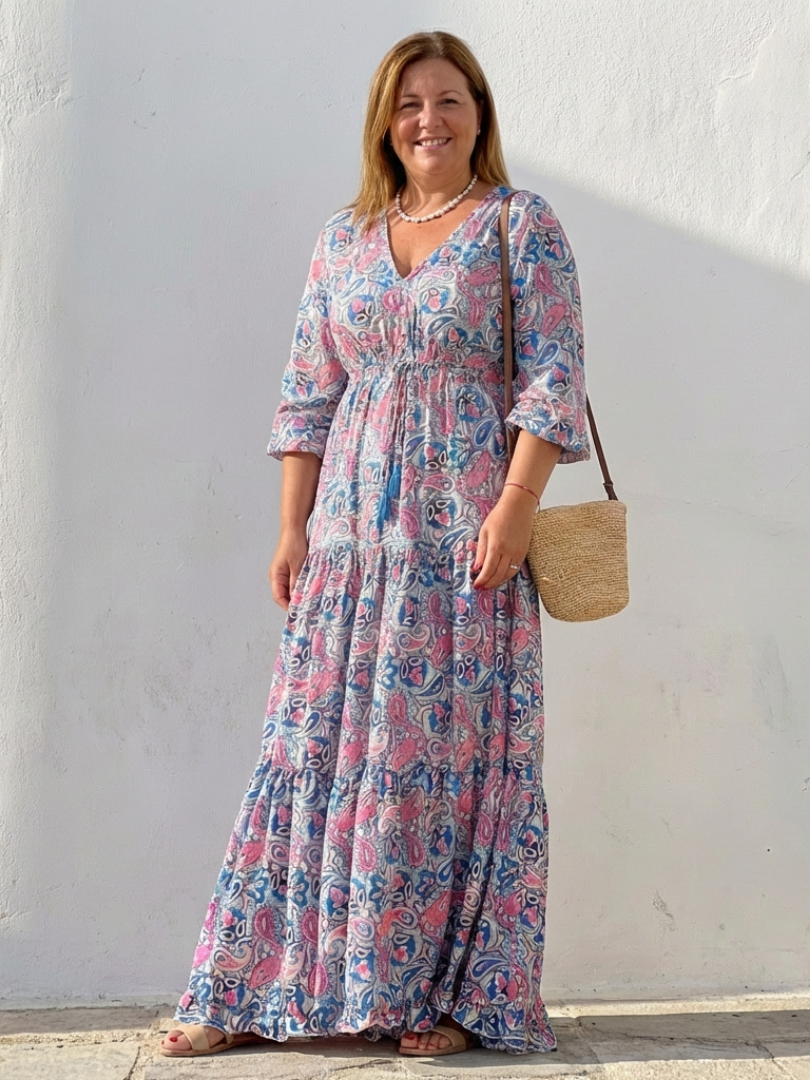 Dorvelli | Women's Maxi Dress – Long Sleeve Neck Bohemian
