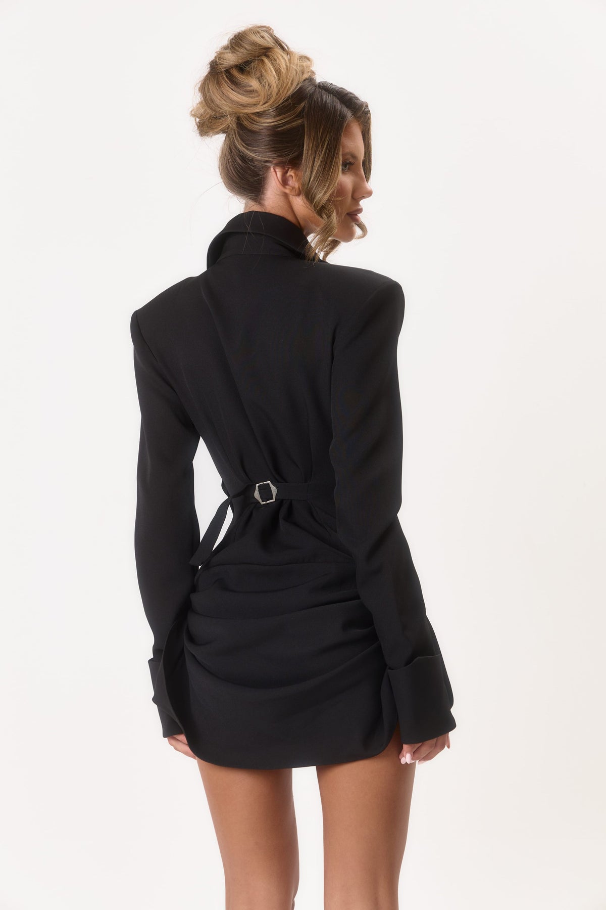 Delphine Sculpted Shirt Dress – Black