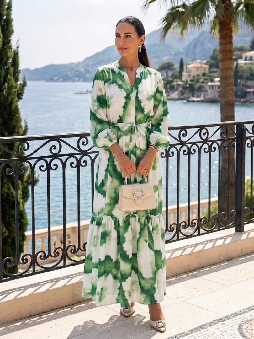 Dorvelli | Women's Maxi Dress – Long Sleeve Tie Waist