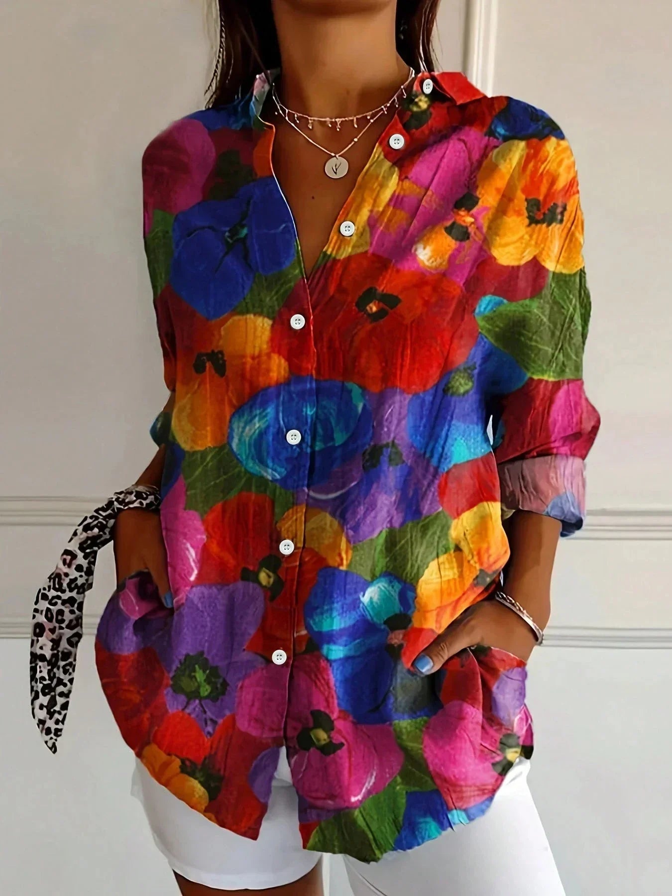 Dorvelli | Women's Blouse – Abstract Print Button