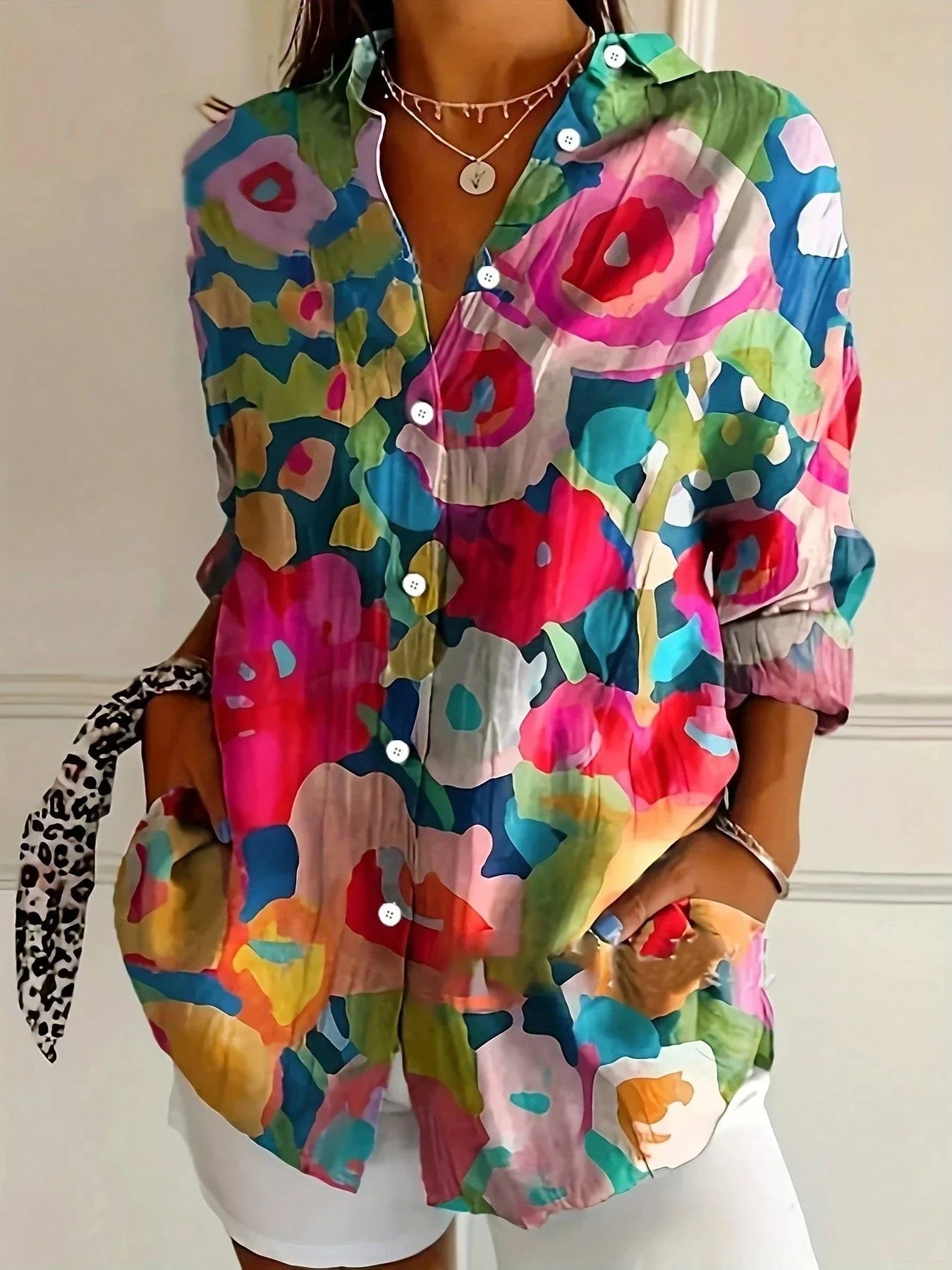 Dorvelli | Women's Blouse – Abstract Print Button