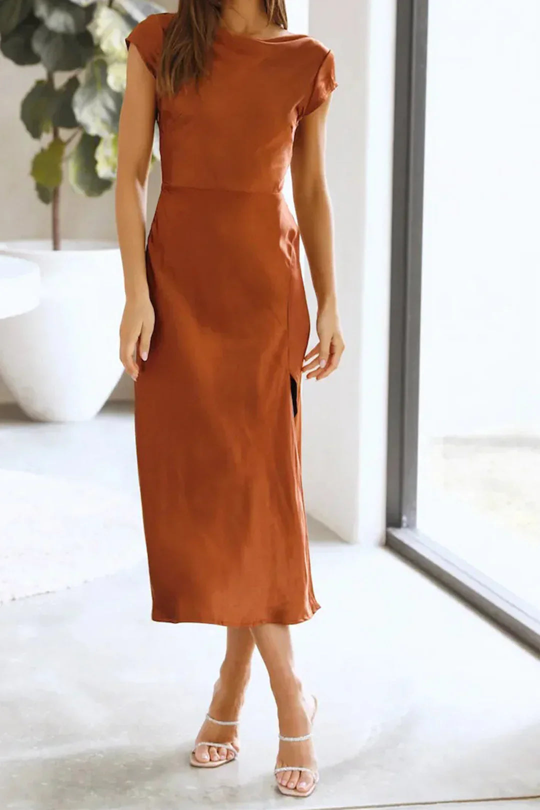 Dorvelli | Women’s Cocktail Dress – Bias Slip Midi