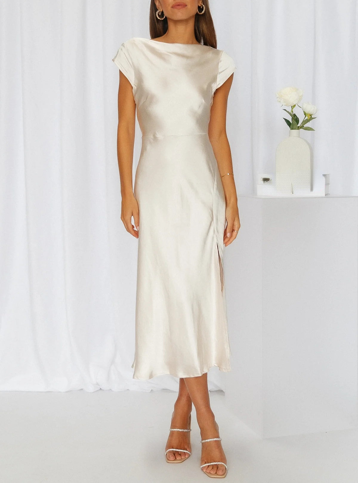 Dorvelli | Women’s Cocktail Dress – Bias Slip Midi