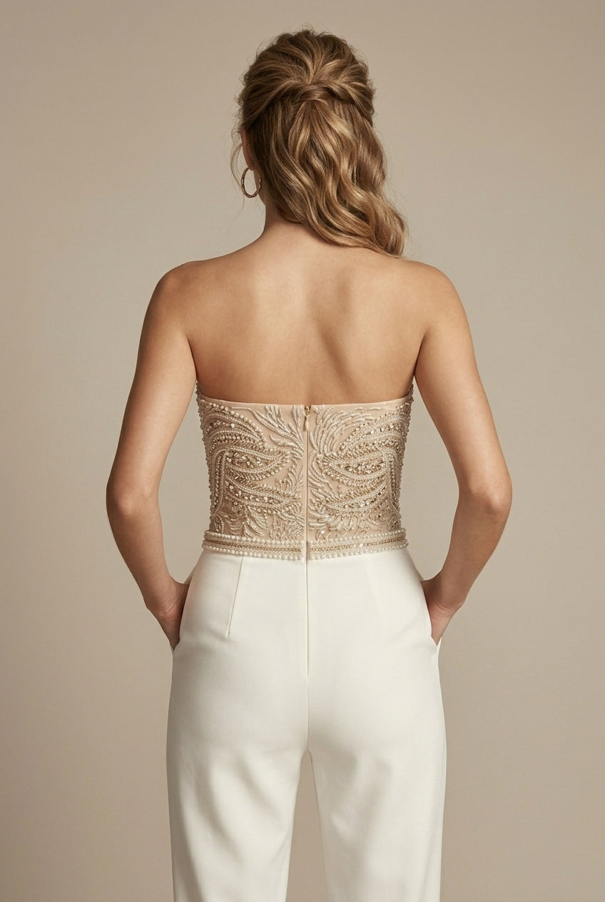 Dorvelli | Women’s Jumpsuit – Strapless Sweetheart Tailored