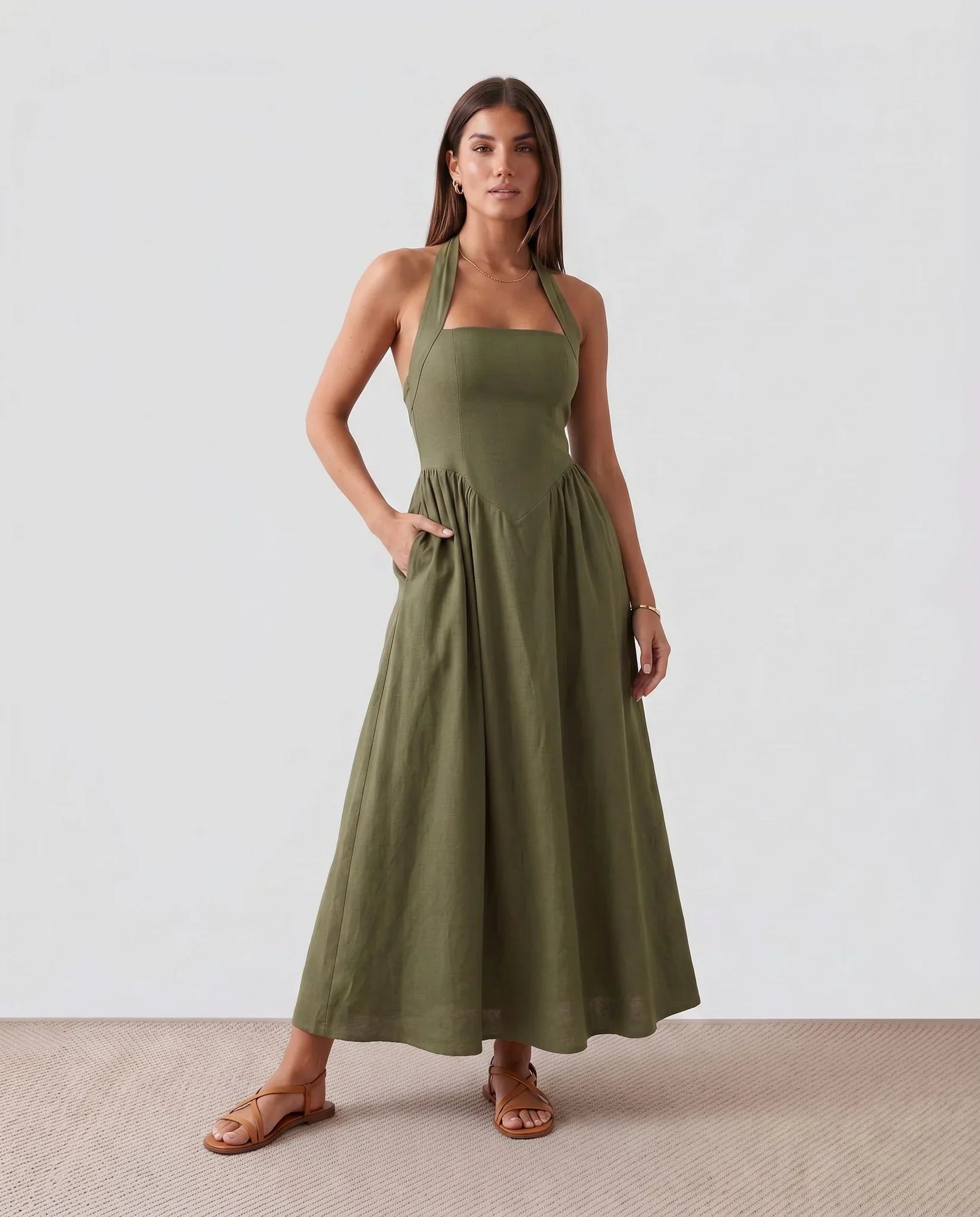 Dorvelli | Women's Maxi Dress – Aurora Basque Waist