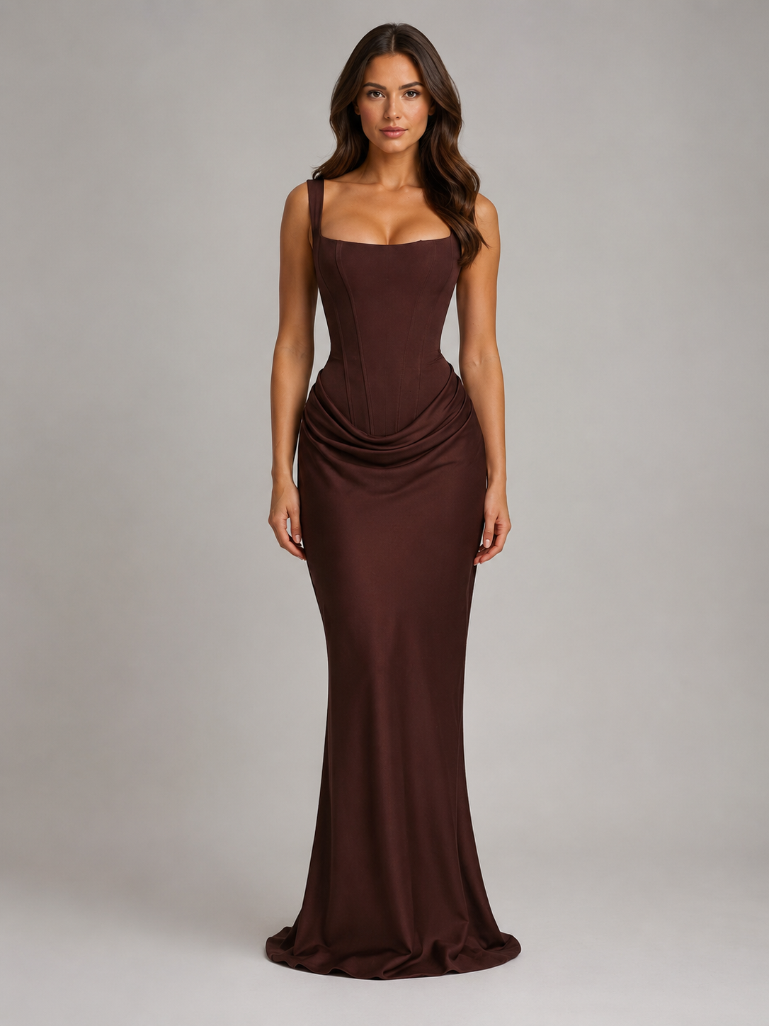 Dorvelli | Women's Maxi Dress – Bodycon Draped Corset