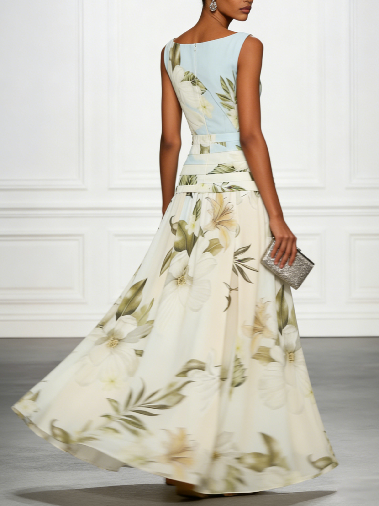Dorvelli | Women's Maxi Dress – Floral Boat Neck