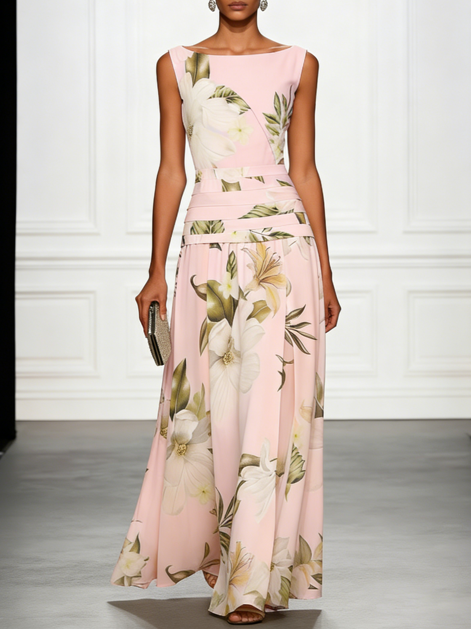 Dorvelli | Women's Maxi Dress – Floral Boat Neck
