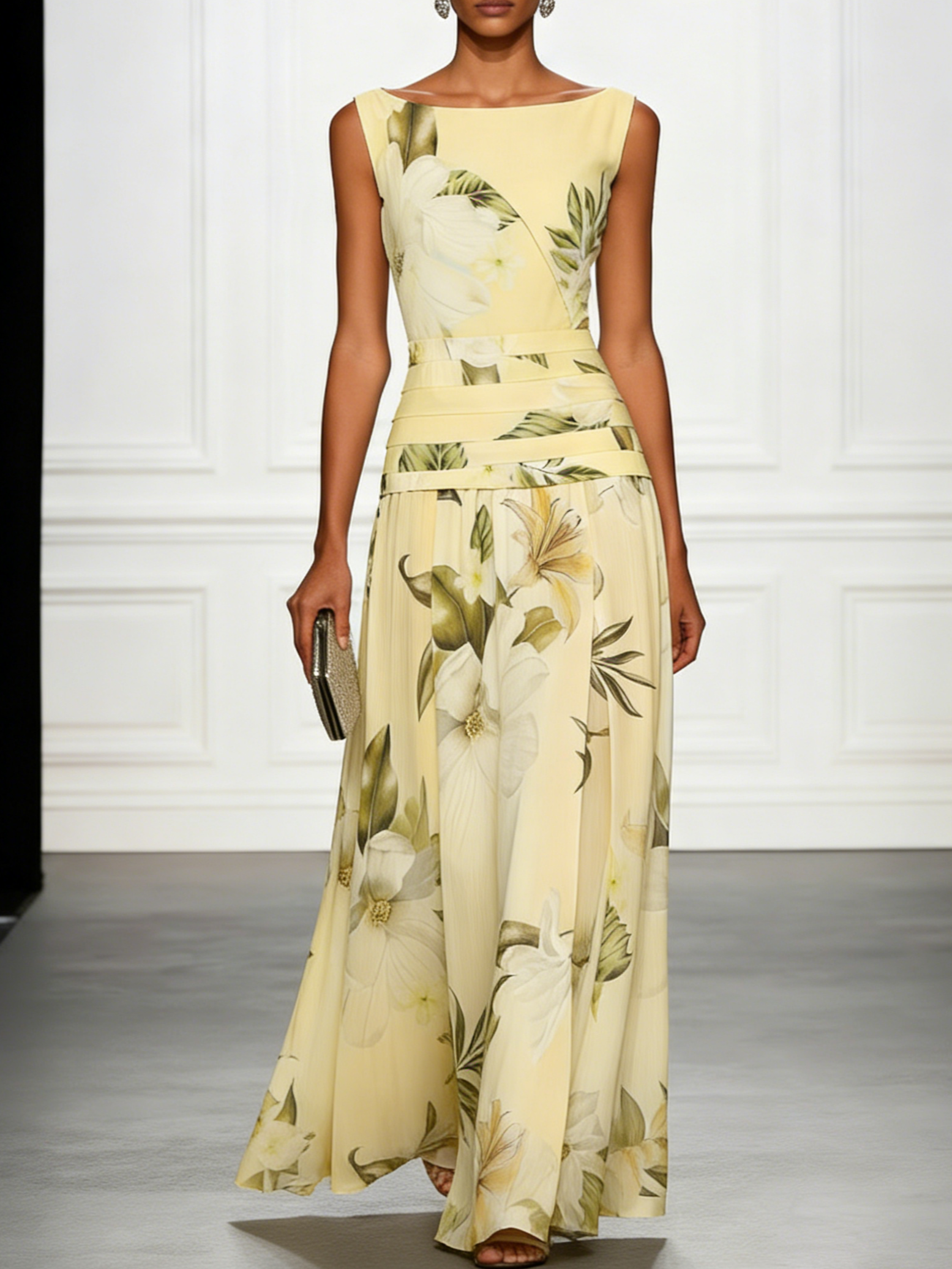 Dorvelli | Women's Maxi Dress – Floral Boat Neck