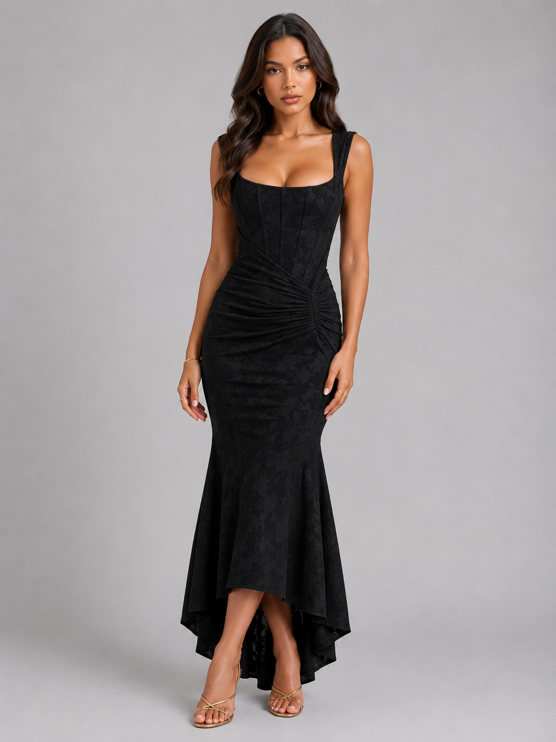 Dorvelli | Women's Maxi Dress – Floral Corset Asymmetrical