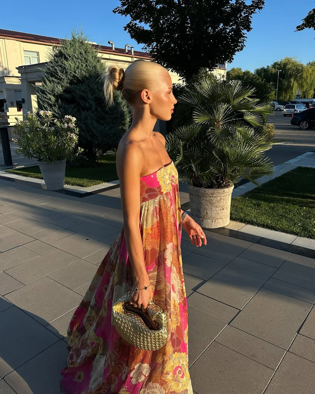 Dorvelli | Women's Maxi Dress – Floral Strapless Summer