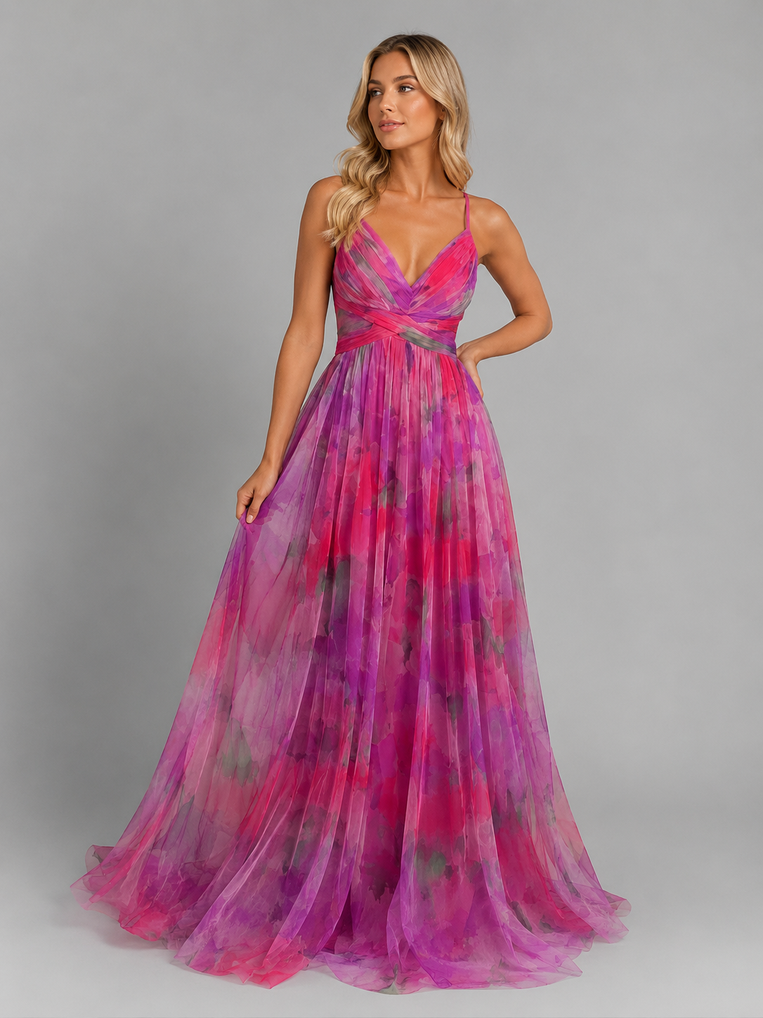 Dorvelli | Women's Maxi Dress – Floral V-Neck