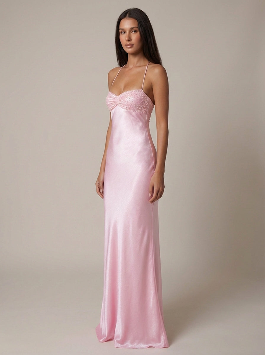 Dorvelli | Women's Maxi Dress – Formal Beaded Halter