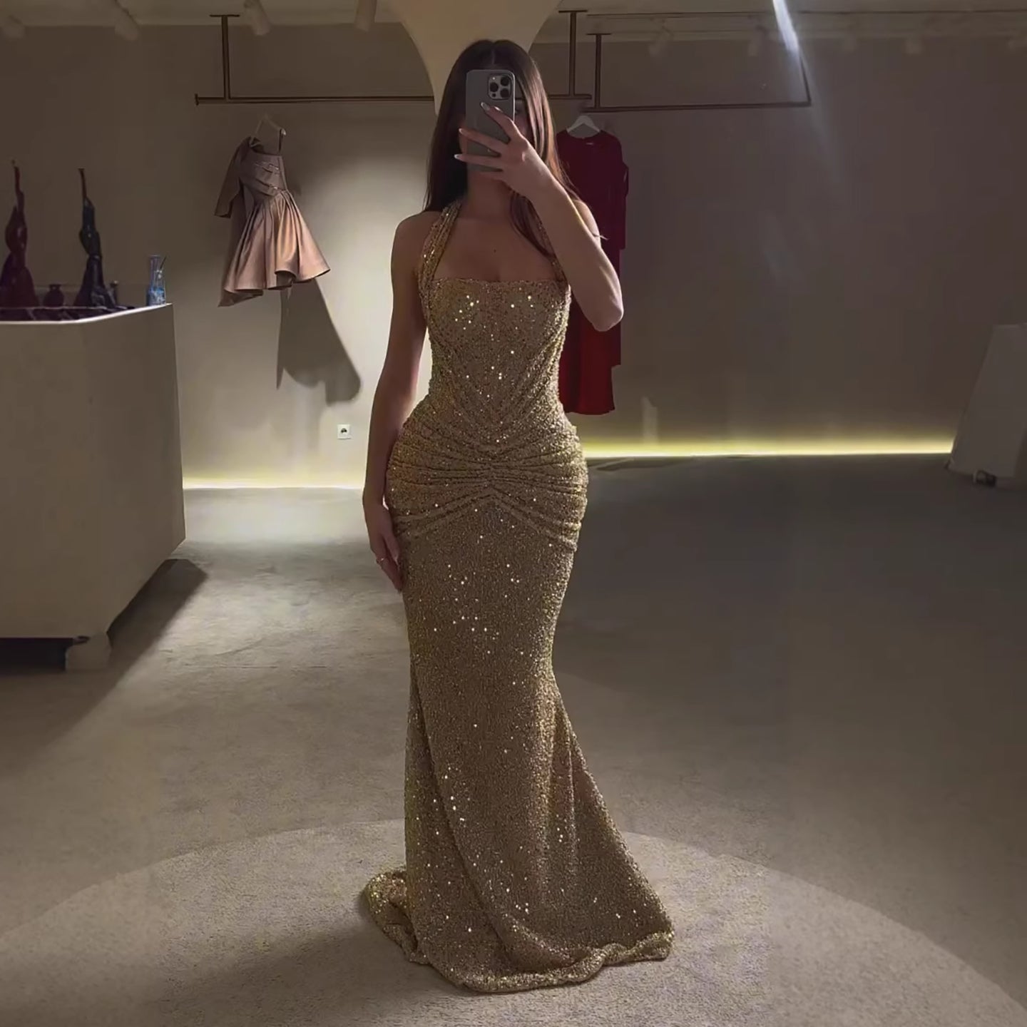 Dorvelli | Women's Maxi Dress – Formal Evening Gold