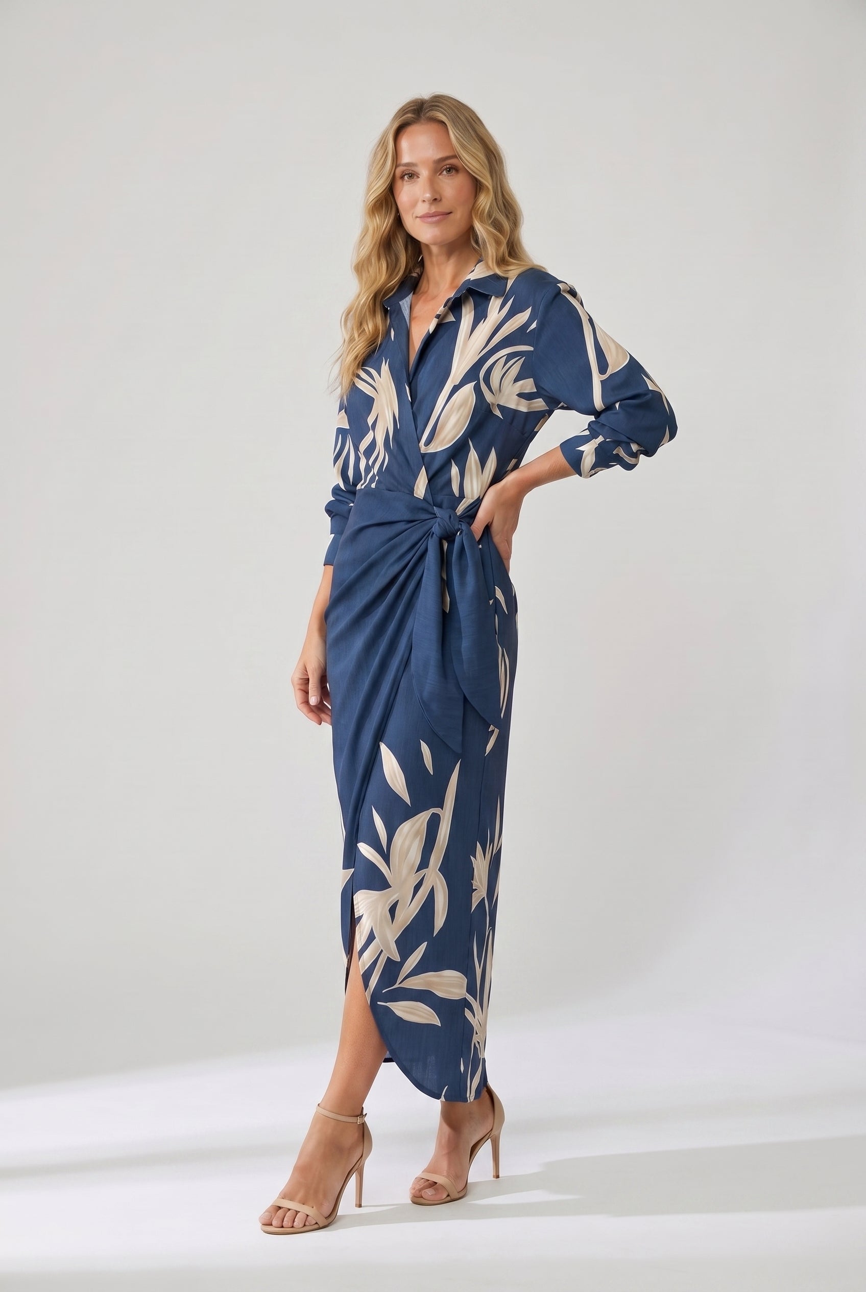 Dorvelli | Women's Maxi Dress – Leaf Print Wrap