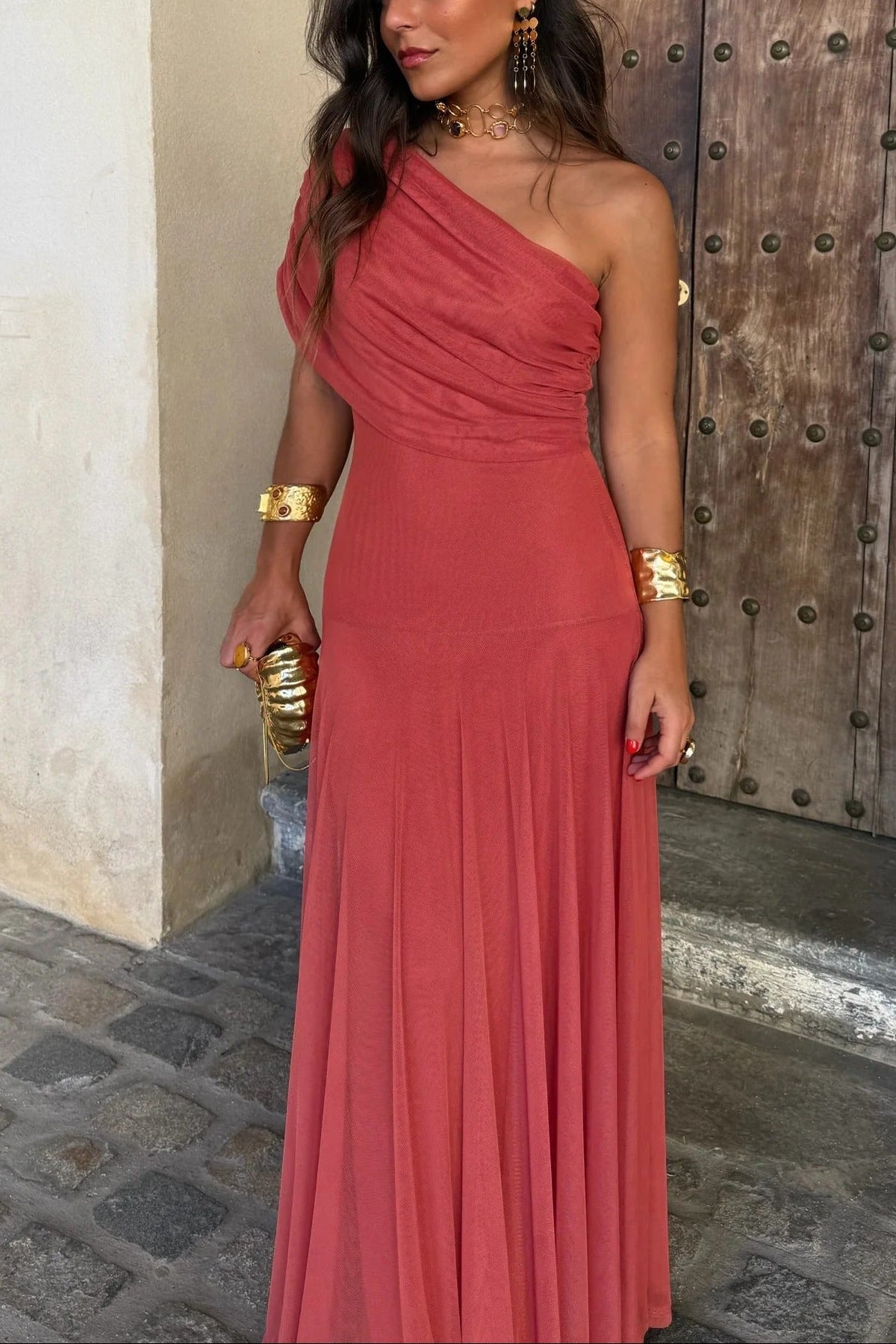 Dorvelli | Women's Maxi Dress – One-Shoulder Summer