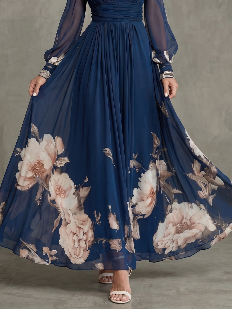 Dorvelli | Women's Maxi Dress – Pleated Sheer