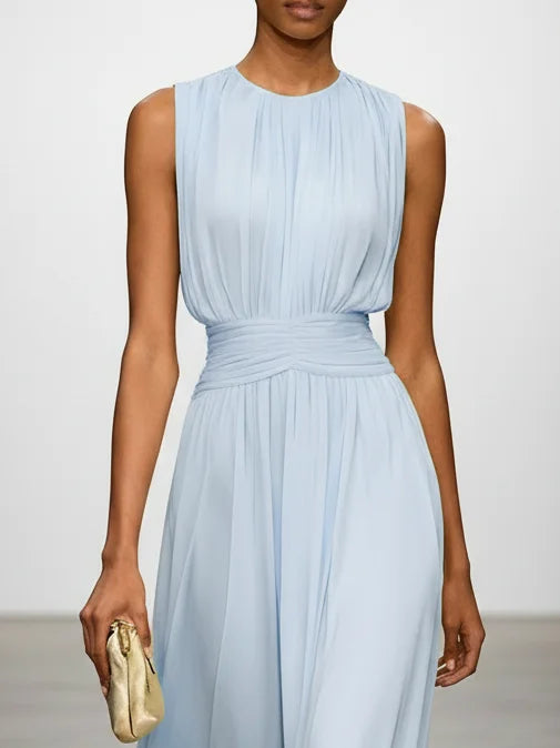 Dorvelli | Women's Maxi Dress – Sleeveless Ruched Line