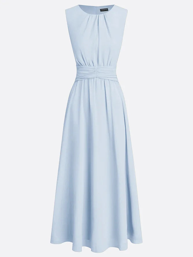 Dorvelli | Women's Maxi Dress – Sleeveless Ruched Line