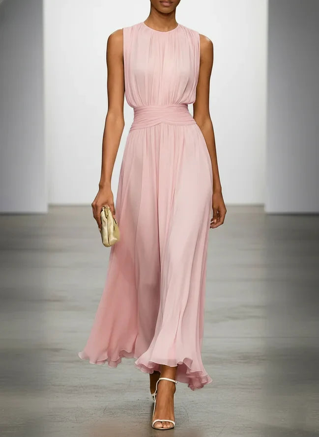 Dorvelli | Women's Maxi Dress – Sleeveless Ruched Line
