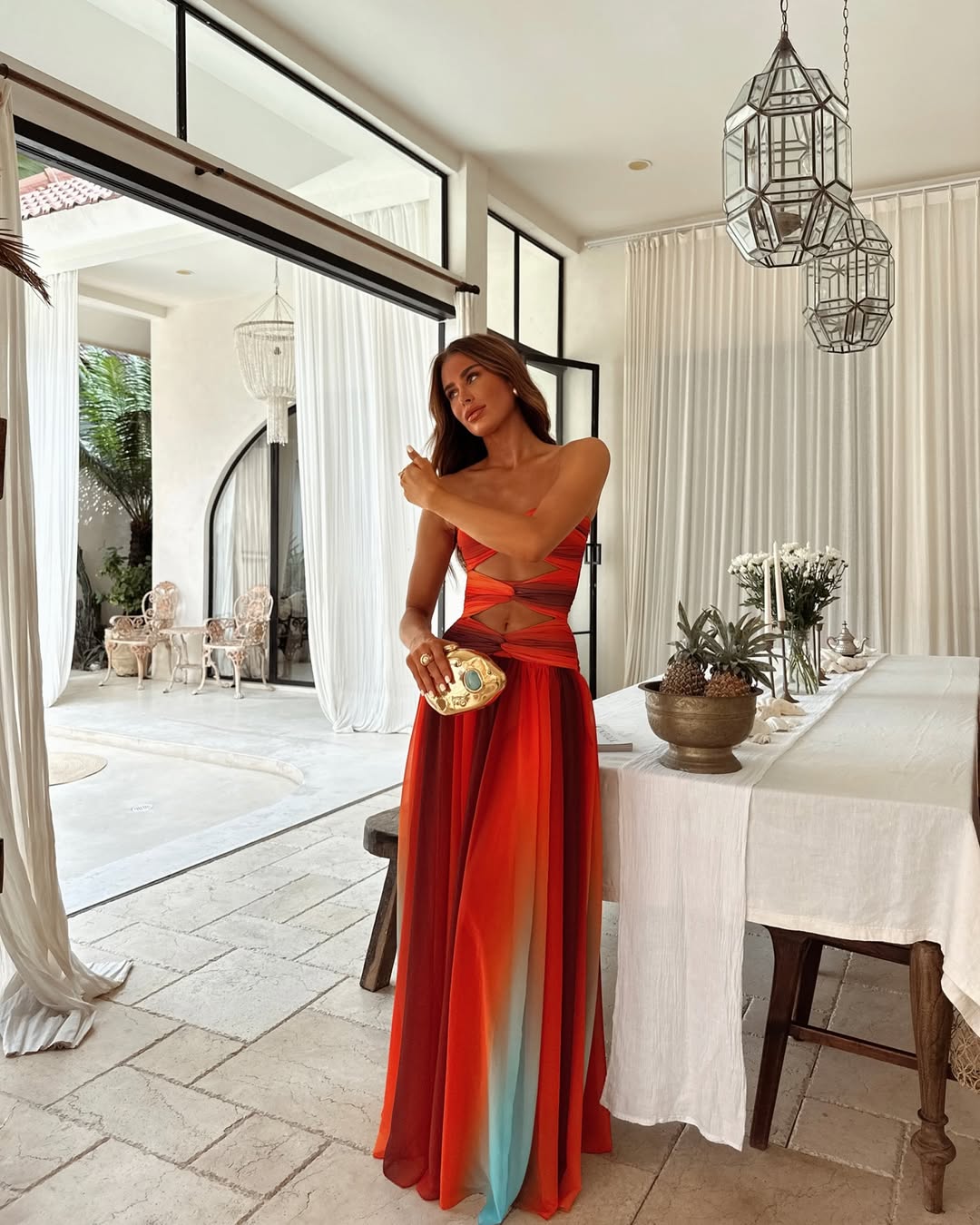 Dorvelli | Women's Maxi Dress – Strapless Cut Out